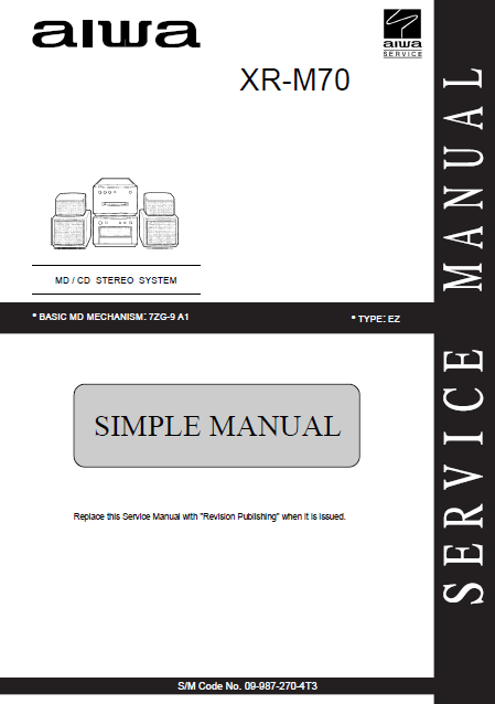 AIWA XR-M70 EZ CD Stereo System Simple Manual