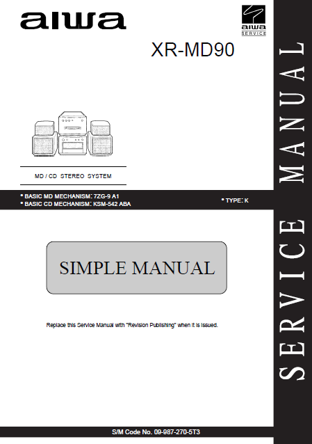 AIWA XR-MD90 K Stereo System Simple Manual