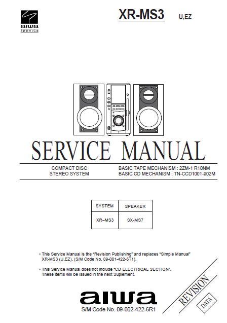 AIWA XR-MS3 Compact Disc Revision Service Manual