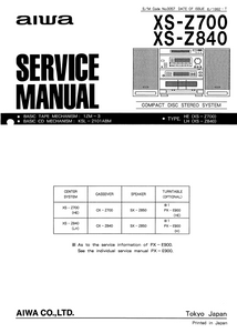 AIWA XS-Z700 Compact Disc Service Manual