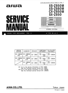 AIWA XS-Z850M Compact Disc Service Manual