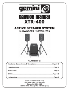 GEMINI Model XTR 400 Active Speaker System Service Manual