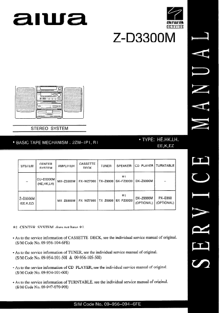 AIWA Z-D3300M Stereo System Service Manual