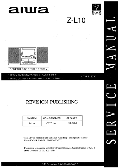 AIWA Z-L10 Revision CD Stereo System Service Manual