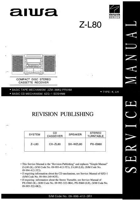 AIWA Z-L80 CD Stereo Cassette Receiver Service Manual