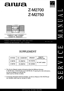 AIWA Z-M2700 Supplement CD Stereo Cassette Receiver Service Manual