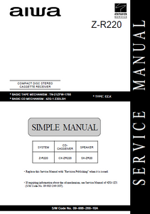 AIWA Z-R220 Simple Stereo Cassette Receiver Service Manual
