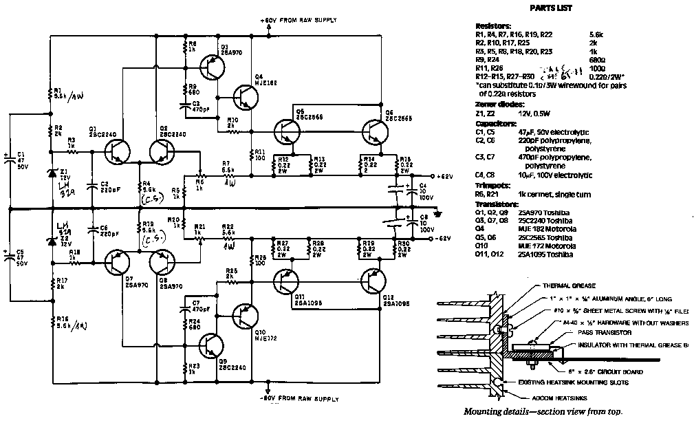 ADCOM 555 Parts List with Schematics