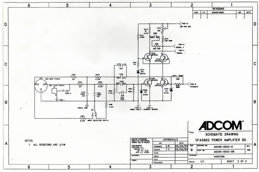 Adcom GFA 5802 Schematics