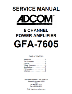 ADCOM GFA-7605 5Channel Power Amp Service Manual