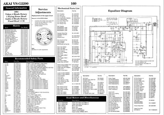 AKAI VS-G2200 Parts List Equalizer Schematics