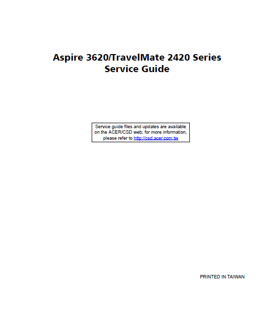ASPIRE 3620 Travelmate 2420 Series Service Manual