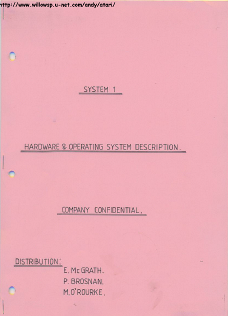 ATARI  System 1 Hardware and Operating Service Manual
