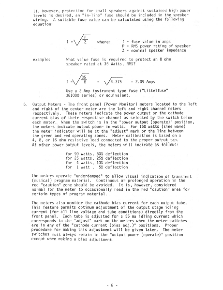 AUDIO RESEARCH D150 Bias Adjustment Instruction Manual