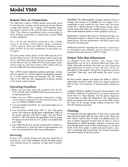 audio-research_VS60_BiasAdjust Service Manual