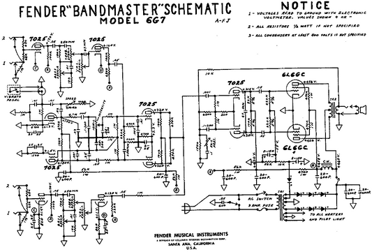 FENDER Bandmaster 6g7 Schematic
