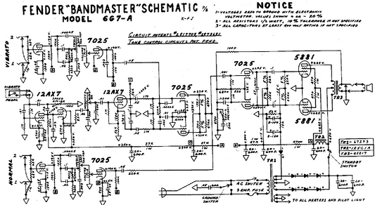 FENDER Bandmaster 6g7A Schematic