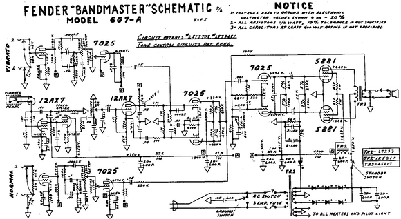 FENDER Bandmaster 6g7A Schematic