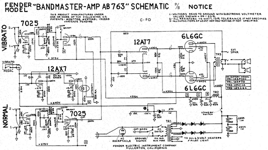 FENDER Bandmaster AB763 Schematic