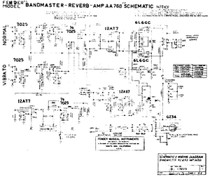 FENDER Bandmaster Reverb AA768 Schematic