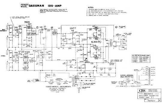 Fender Bassman 100 Schematic Electronic Service Manuals