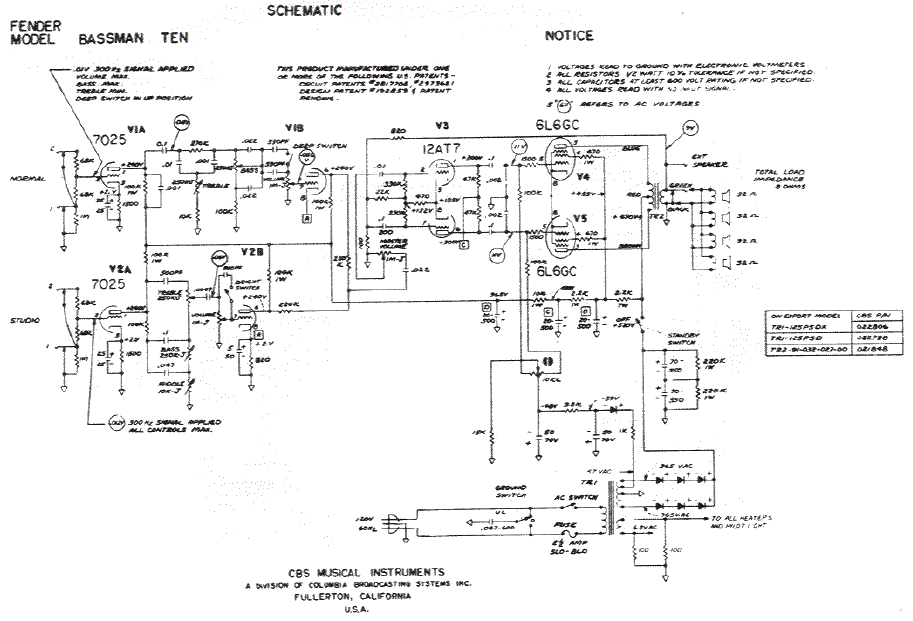 FENDER Bassman 10 Schematic