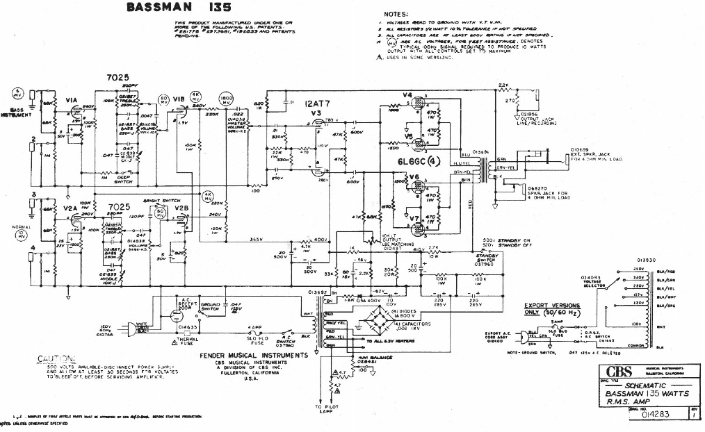 FENDER Bassman 135 Schematic