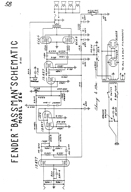 FENDER Bassman Model 5E6 Schematics