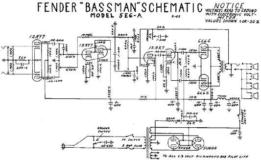 FENDER Bassman 5E6-A Schematic