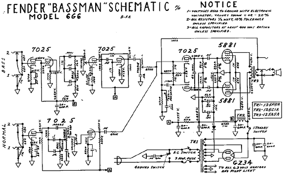 FENDER Bassman 6G6 Schematic