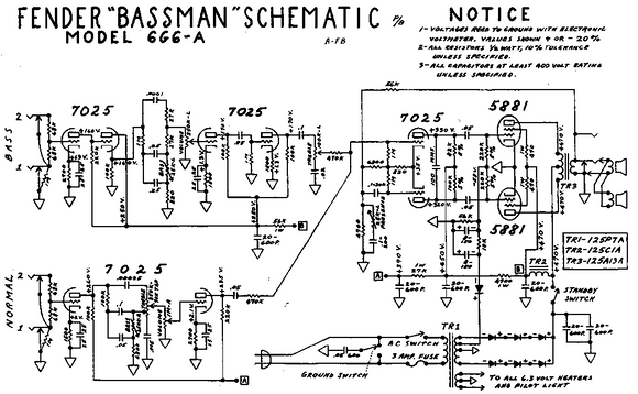 FENDER Bassman Model 6G6-A schematic