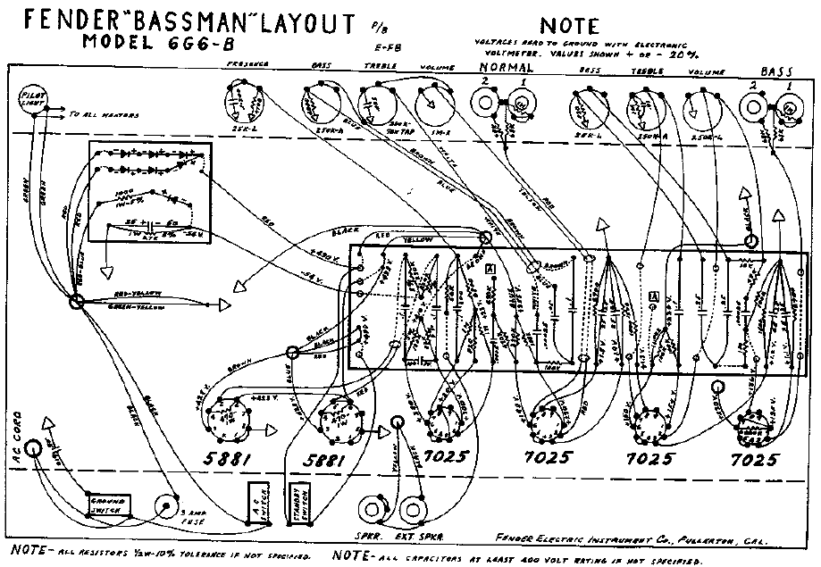 FENDER Bassman 6G6-B layout