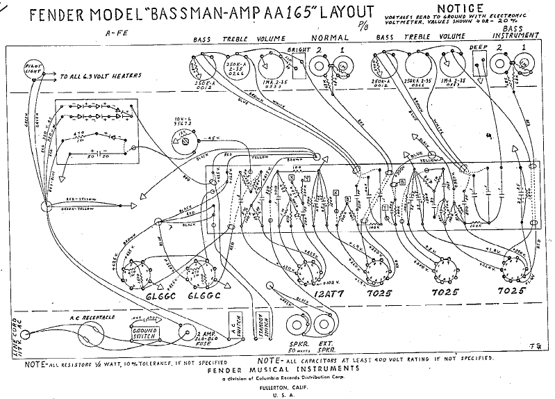 Bassman AMP AA165 Layout