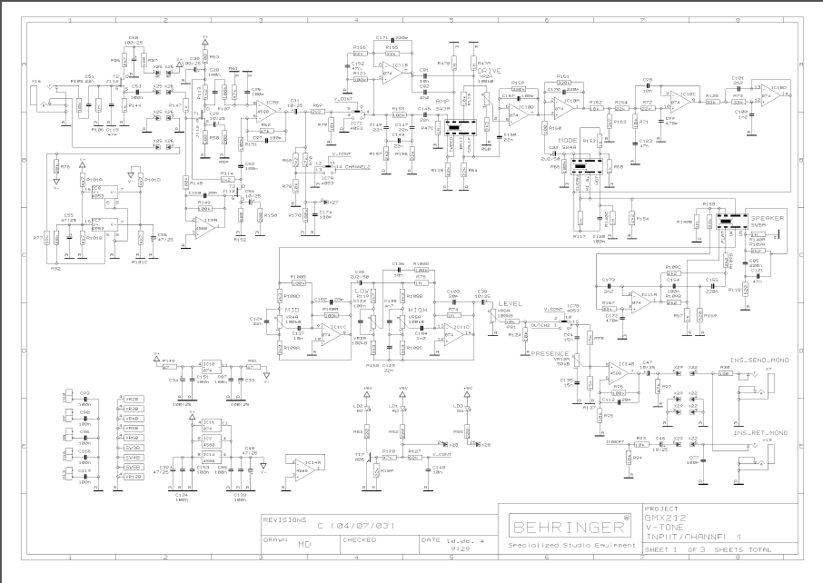 BEHRINGER GMX212 V-tone rev C Schematics