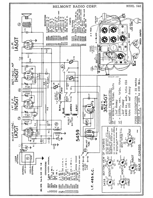 BELMONT Model 546 Radio Corp Schematic