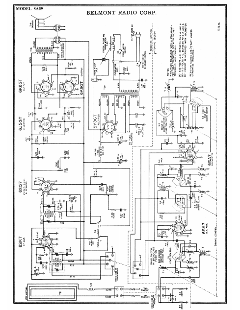 BELMONT  Model 5A59 Radio Corp Schematics