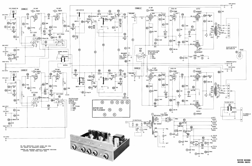 BOGEN DB-212 Stereo Amplifier Schematic