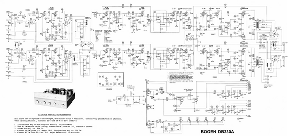 BOGEN DB-230A Balance and Bias Adjustment Schematic