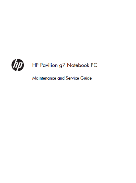 Hewlett-Packard Pavilion g7 Notebook PC Service Manual