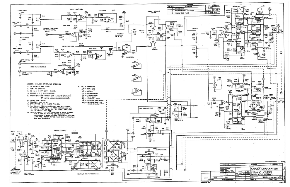 CARVER M2120 CAR AMP Schematic