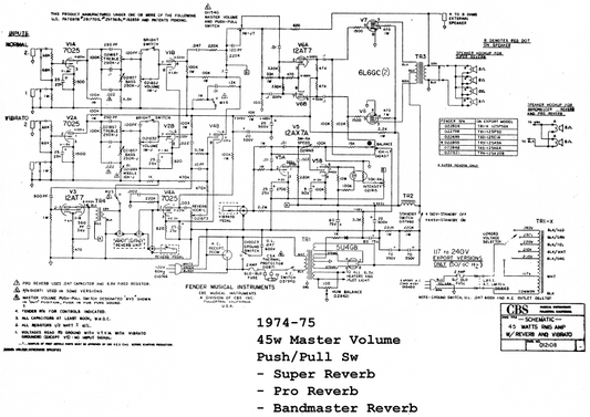 FENDER CBS 45w Master Volume Push Pull Sw Schematic