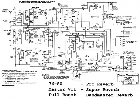 FENDER CBS 76-80w Master Vol. Pull Boost Schematic