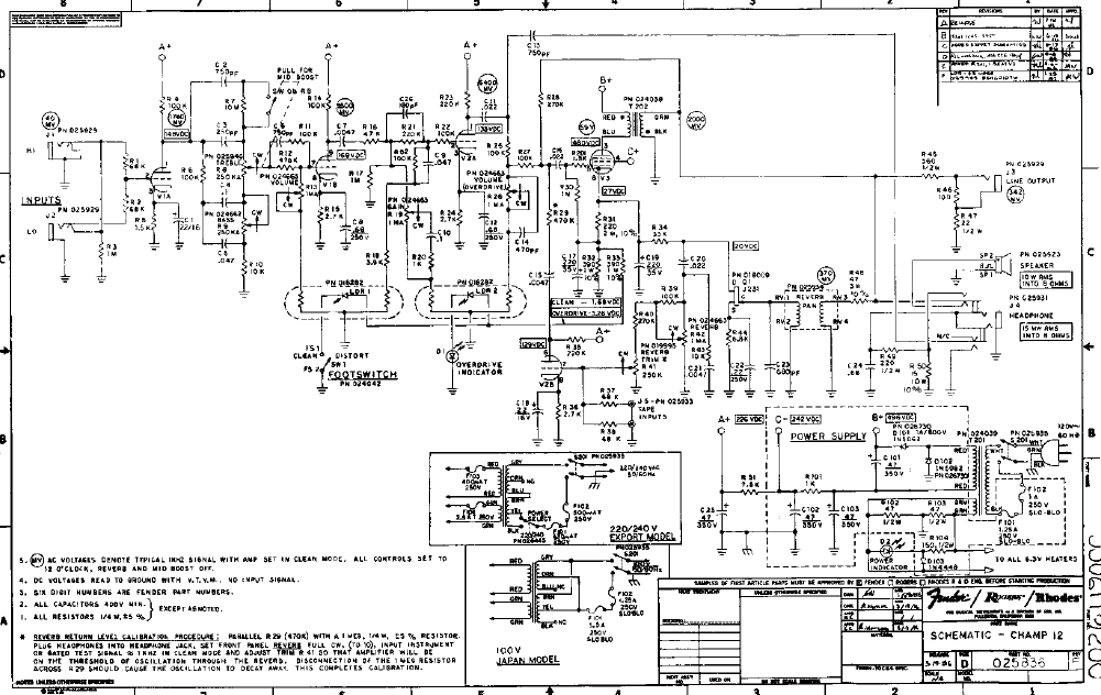 FENDER Champ 12 Schematic
