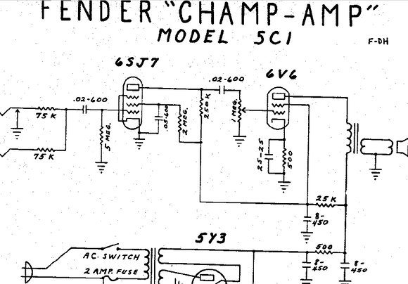 Fender Champ 5C1 Schematics
