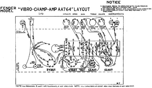 FENDER Vibro-Champ Amp AA764 Layout