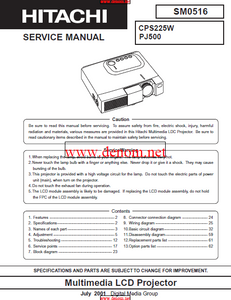 HITACHI CPS225W Multimedia LCD Projector Service Manual