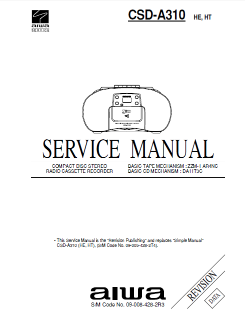AIWA csd-a310 HE-HT Revision Compact Disc Service Manual