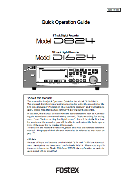 FOSTEX Model D824-D1624 Operation Manual