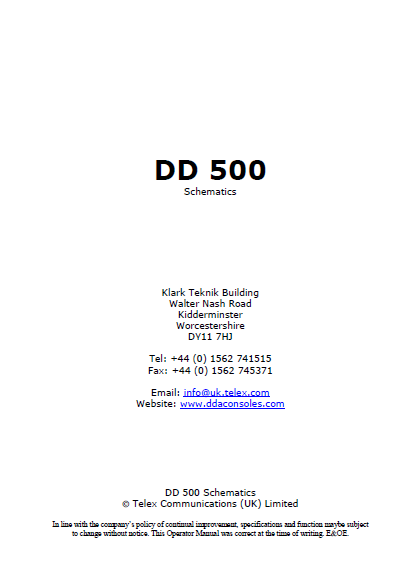DDA DD500 Schematics