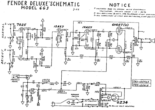 FENDER Deluxe Model 6G3 Schematic